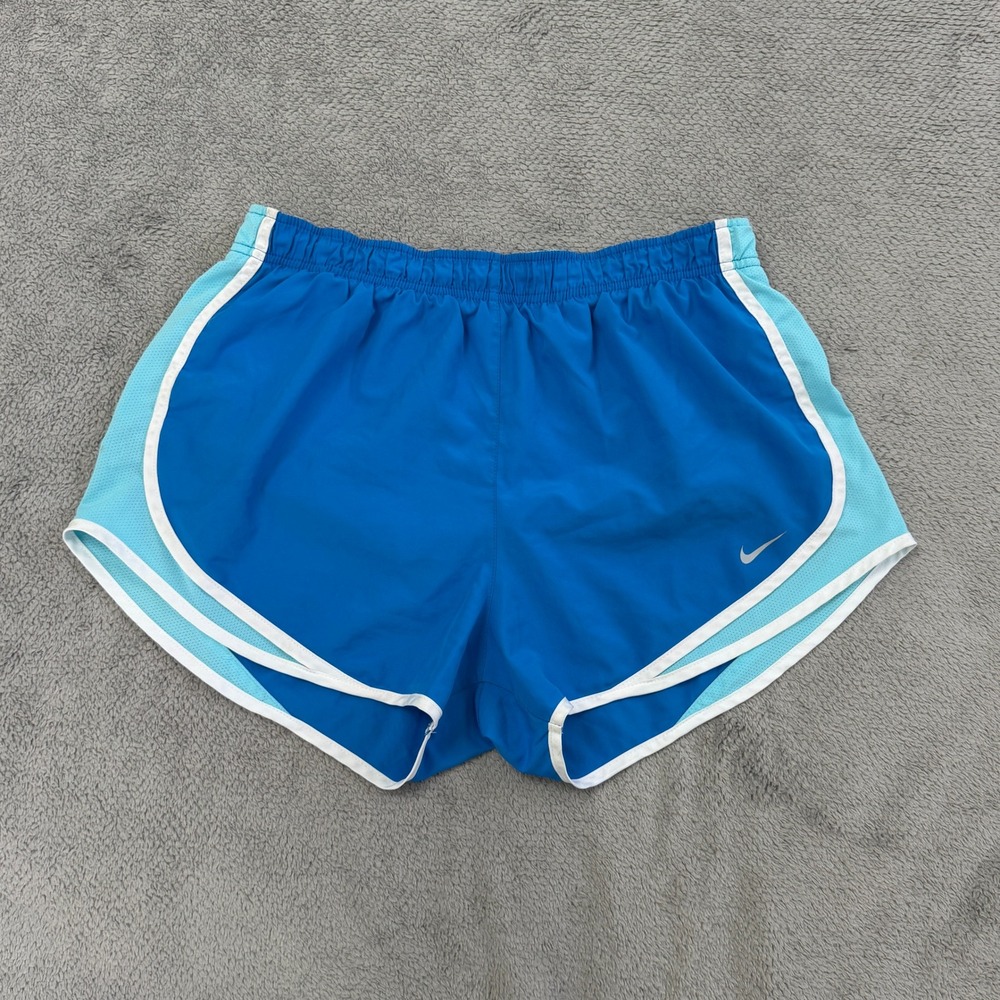 Nike Running Shorts Womens L Blue Dri-Fit Tempo Mesh Trim Athletic Activewear